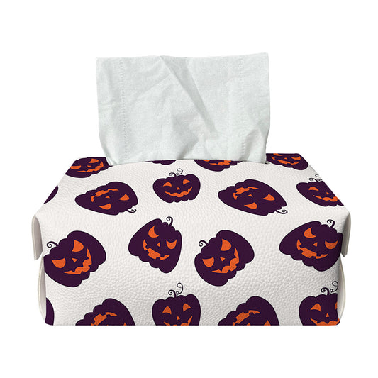 Purple Halloween Pumpkin Pattern Print Rectangle Tissue Box Cover