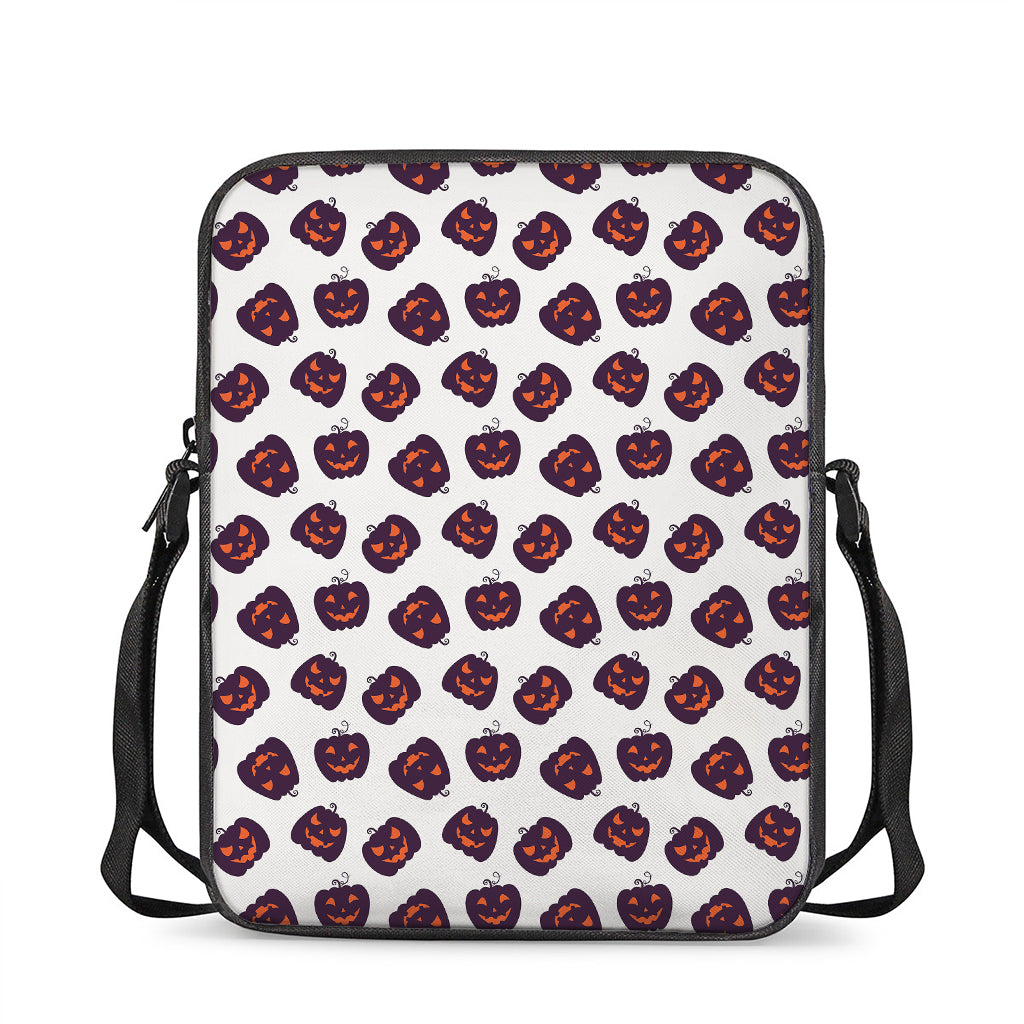 Purple Halloween Pumpkin Pattern Print Rectangular Crossbody Bag