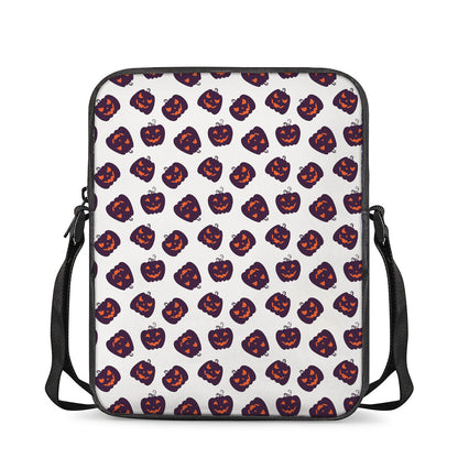 Purple Halloween Pumpkin Pattern Print Rectangular Crossbody Bag