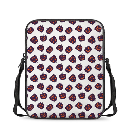 Purple Halloween Pumpkin Pattern Print Rectangular Crossbody Bag