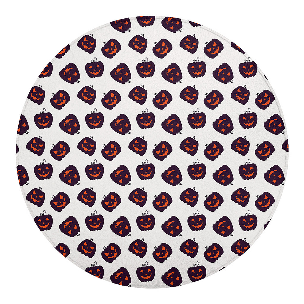 Purple Halloween Pumpkin Pattern Print Round Blanket