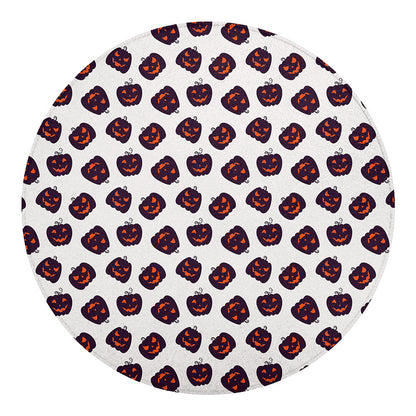 Purple Halloween Pumpkin Pattern Print Round Blanket