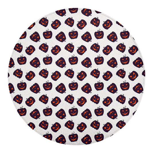Purple Halloween Pumpkin Pattern Print Round Blanket