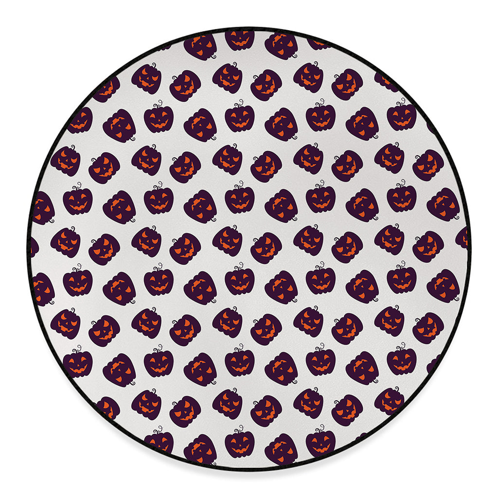 Purple Halloween Pumpkin Pattern Print Round Floor Mat