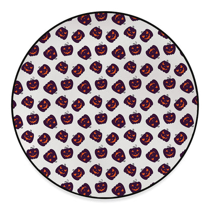 Purple Halloween Pumpkin Pattern Print Round Floor Mat