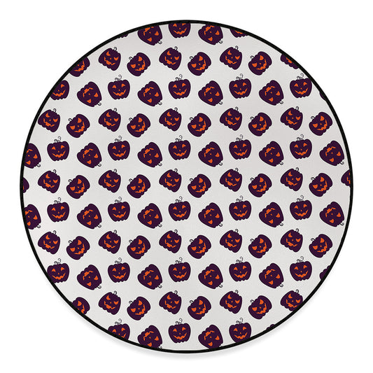 Purple Halloween Pumpkin Pattern Print Round Floor Mat