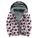 Purple Halloween Pumpkin Pattern Print Sherpa Lined Zip Up Hoodie