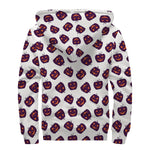 Purple Halloween Pumpkin Pattern Print Sherpa Lined Zip Up Hoodie