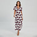 Purple Halloween Pumpkin Pattern Print Short Sleeve Maxi Dress