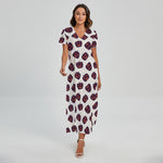 Purple Halloween Pumpkin Pattern Print Short Sleeve Maxi Dress
