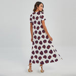 Purple Halloween Pumpkin Pattern Print Short Sleeve Maxi Dress