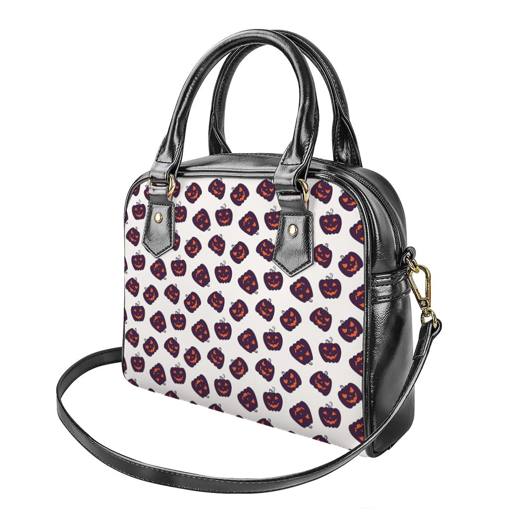 Purple Halloween Pumpkin Pattern Print Shoulder Handbag
