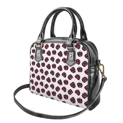 Purple Halloween Pumpkin Pattern Print Shoulder Handbag
