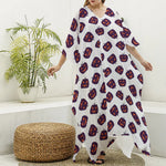 Purple Halloween Pumpkin Pattern Print Silk V-Neck Kaftan Dress