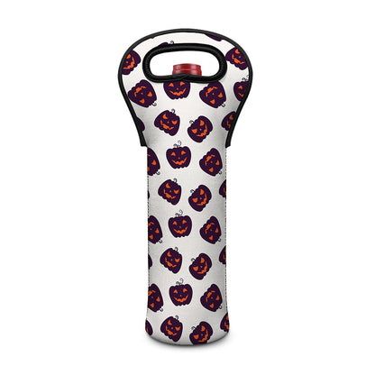 Purple Halloween Pumpkin Pattern Print Single Neoprene Wine Tote