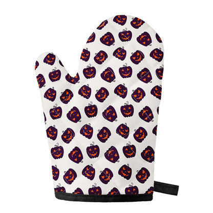 Purple Halloween Pumpkin Pattern Print Single Oven Mitt