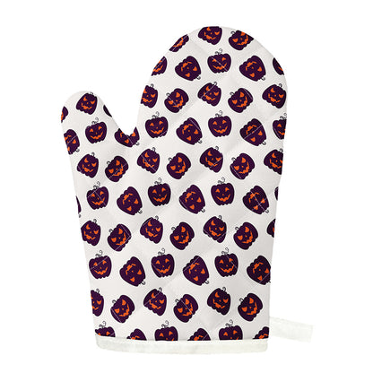 Purple Halloween Pumpkin Pattern Print Single Oven Mitt