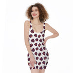 Purple Halloween Pumpkin Pattern Print Sleeveless Bodycon Dress