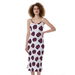 Purple Halloween Pumpkin Pattern Print Slim Fit Midi Cami Dress