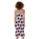 Purple Halloween Pumpkin Pattern Print Slim Fit Midi Cami Dress