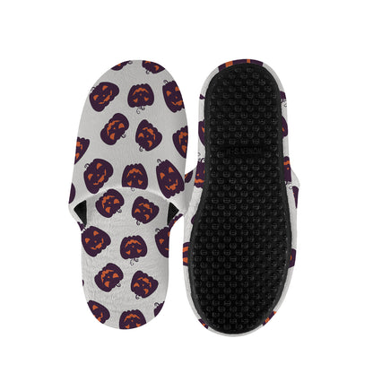 Purple Halloween Pumpkin Pattern Print Slippers