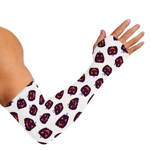 Purple Halloween Pumpkin Pattern Print Sun Protection Arm Sleeves