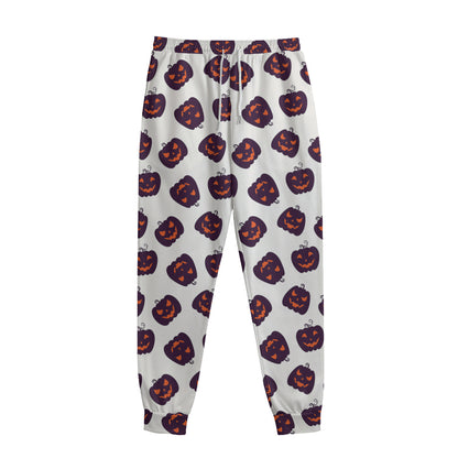 Purple Halloween Pumpkin Pattern Print Sweatpants