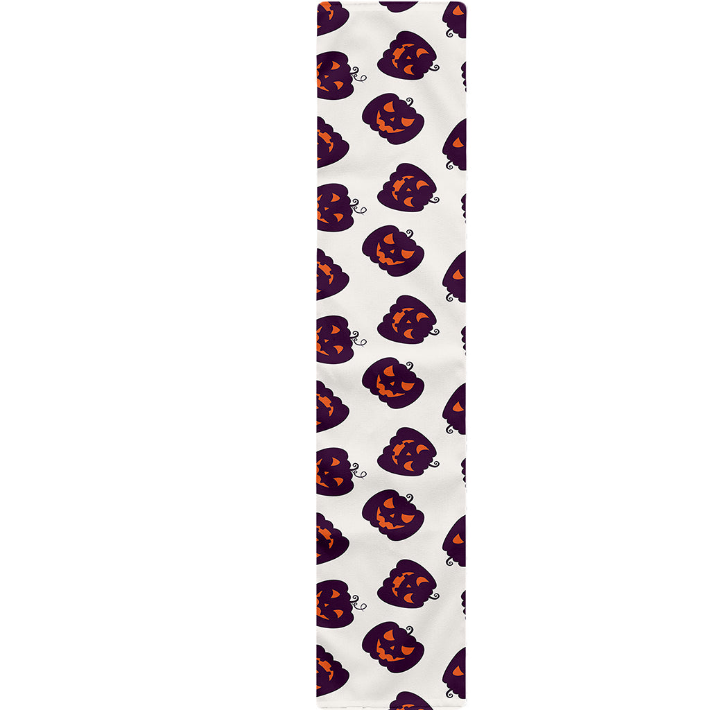 Purple Halloween Pumpkin Pattern Print Table Runner