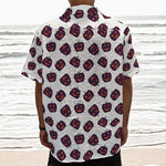 Purple Halloween Pumpkin Pattern Print Textured Short Sleeve Shirt