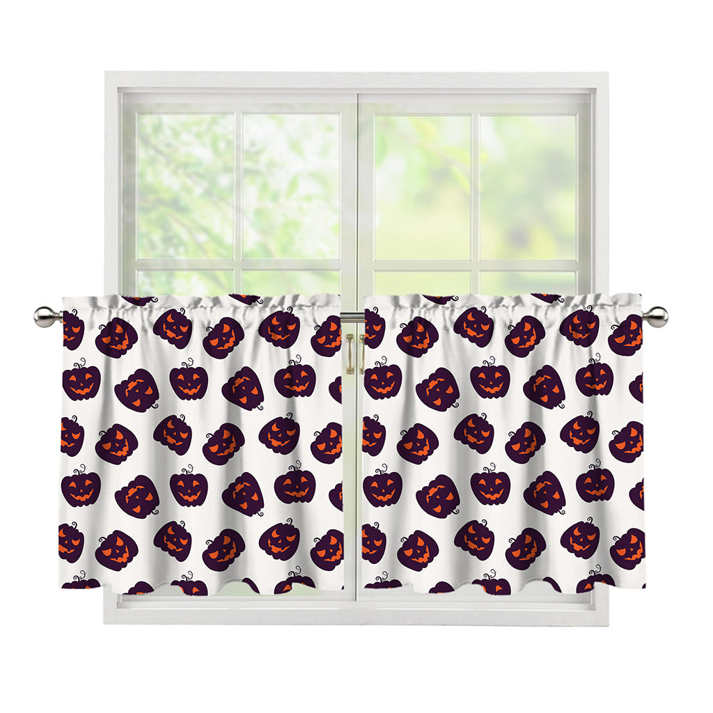 Purple Halloween Pumpkin Pattern Print Tier Curtains