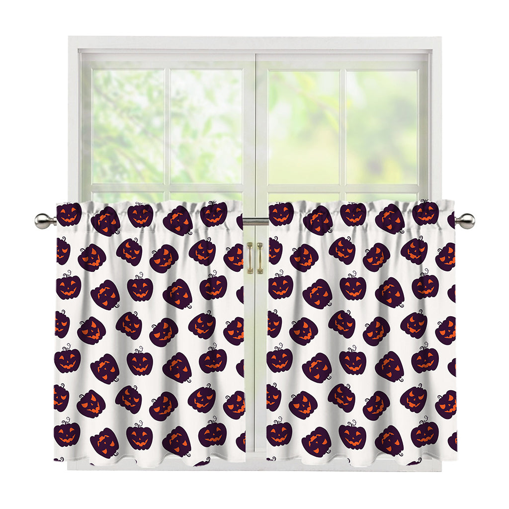 Purple Halloween Pumpkin Pattern Print Tier Curtains