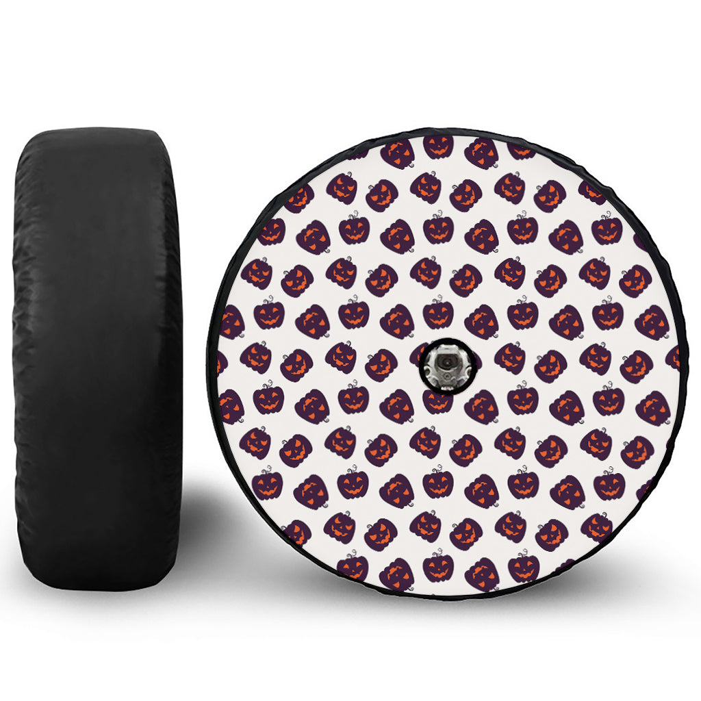 Purple Halloween Pumpkin Pattern Print Tire Cover With Camera Hole