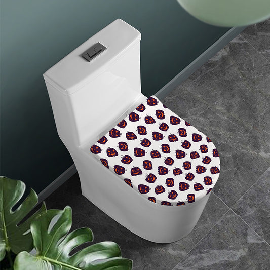 Purple Halloween Pumpkin Pattern Print Toilet Lid Cover