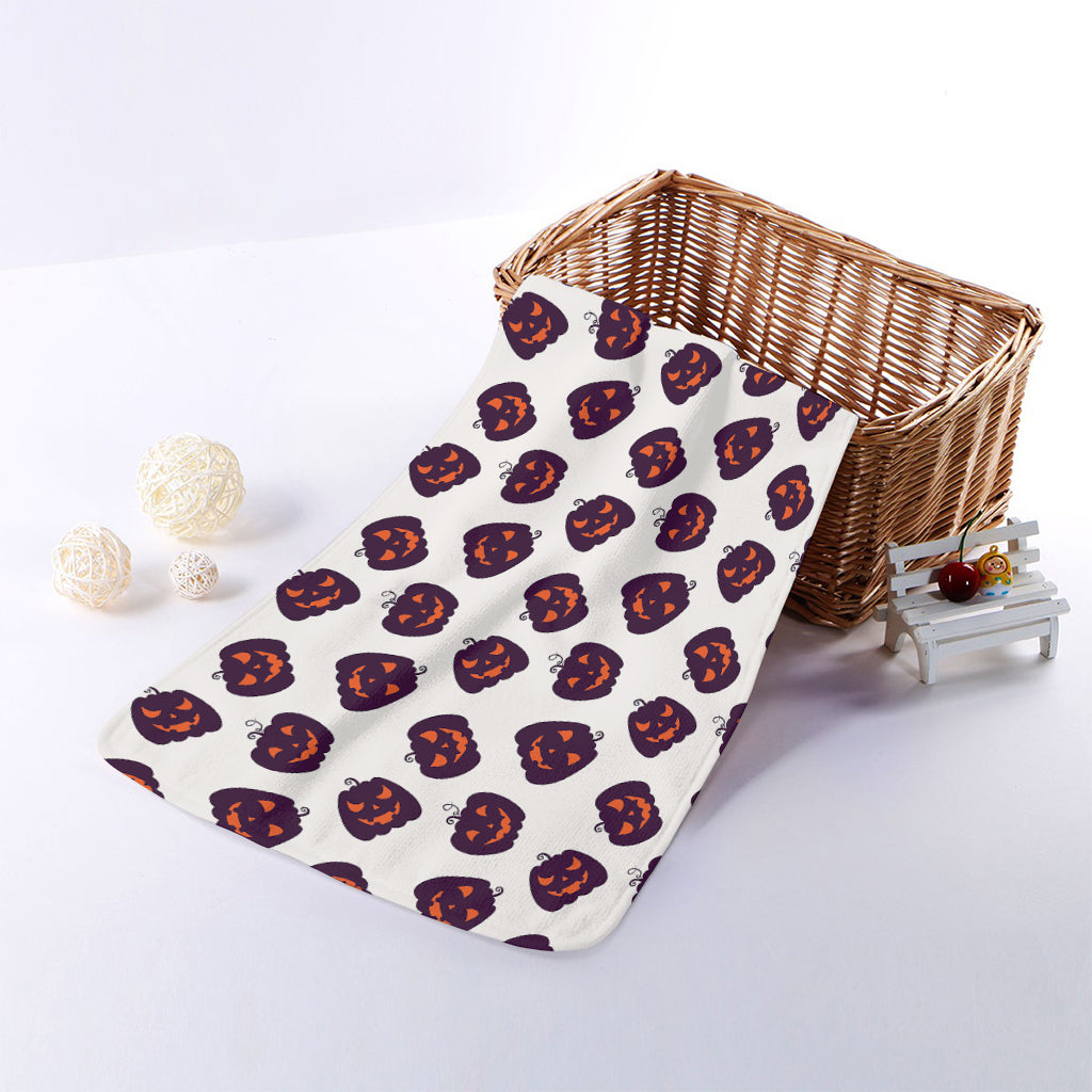 Purple Halloween Pumpkin Pattern Print Towel