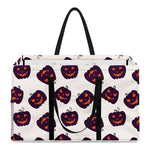 Purple Halloween Pumpkin Pattern Print Utility Tote Bag