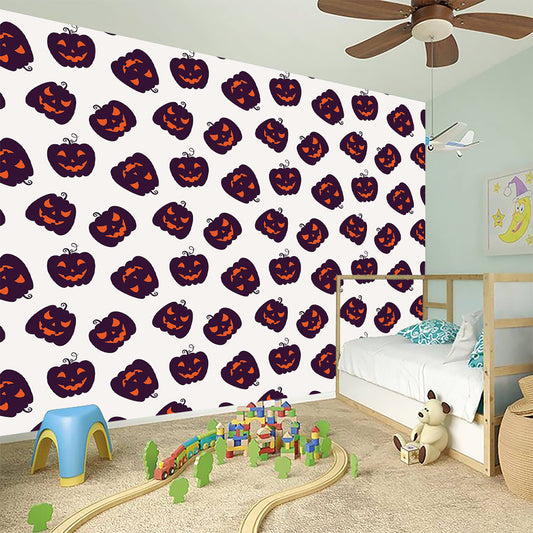 Purple Halloween Pumpkin Pattern Print Wall Sticker