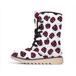 Purple Halloween Pumpkin Pattern Print Winter Boots
