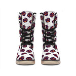 Purple Halloween Pumpkin Pattern Print Winter Boots