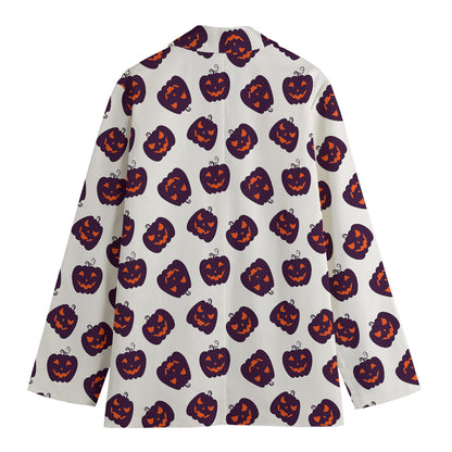 Purple Halloween Pumpkin Pattern Print Women's Blazer