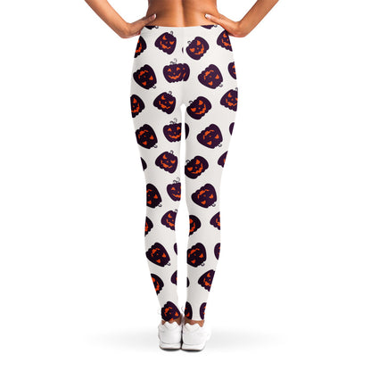 Purple Halloween Pumpkin Pattern Print Women's Leggings