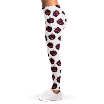Purple Halloween Pumpkin Pattern Print Women's Leggings