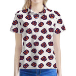 Purple Halloween Pumpkin Pattern Print Women's Polo Shirt