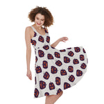 Purple Halloween Pumpkin Pattern Print Women's Sleeveless Dress