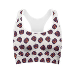 Purple Halloween Pumpkin Pattern Print Women's Sports Bra