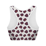 Purple Halloween Pumpkin Pattern Print Women's Sports Bra