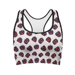 Purple Halloween Pumpkin Pattern Print Women's Sports Bra