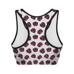 Purple Halloween Pumpkin Pattern Print Women's Sports Bra