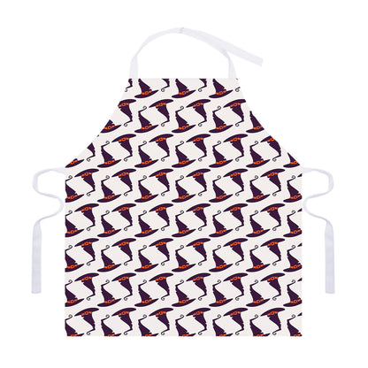 Purple Halloween Witch Hat Pattern Print Adjustable Apron