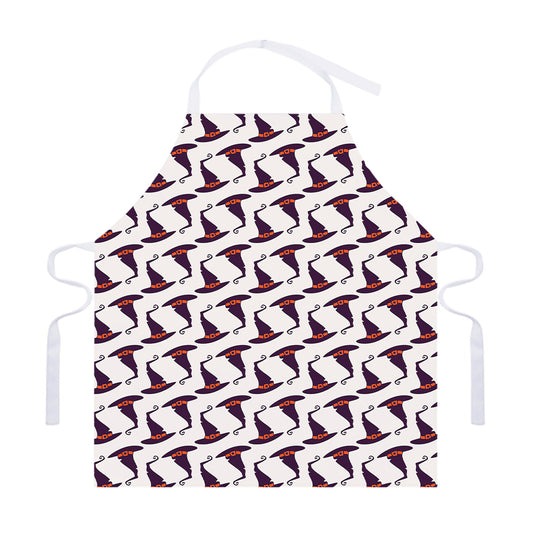 Purple Halloween Witch Hat Pattern Print Adjustable Apron