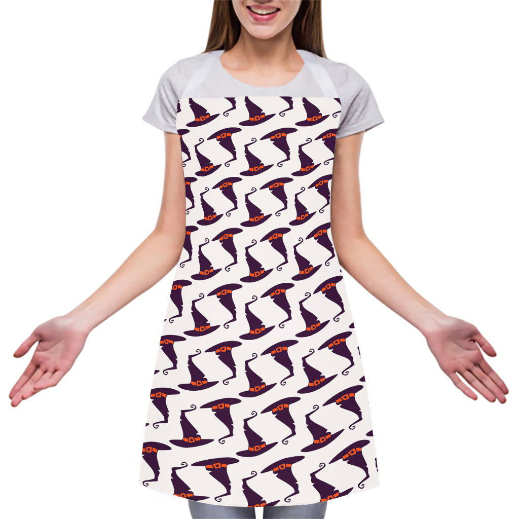 Purple Halloween Witch Hat Pattern Print Adjustable Apron